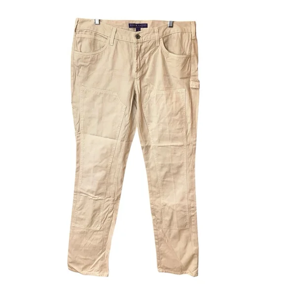 Ralph Lauren Purple Label Work Wear Pants Double Knee 12 (35x33) Tan Denim *READ - Picture 1 of 15